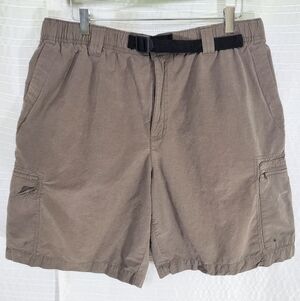 Columbia Cargo Shorts Outdoor Hiking Brown Zip Pockets Men's L